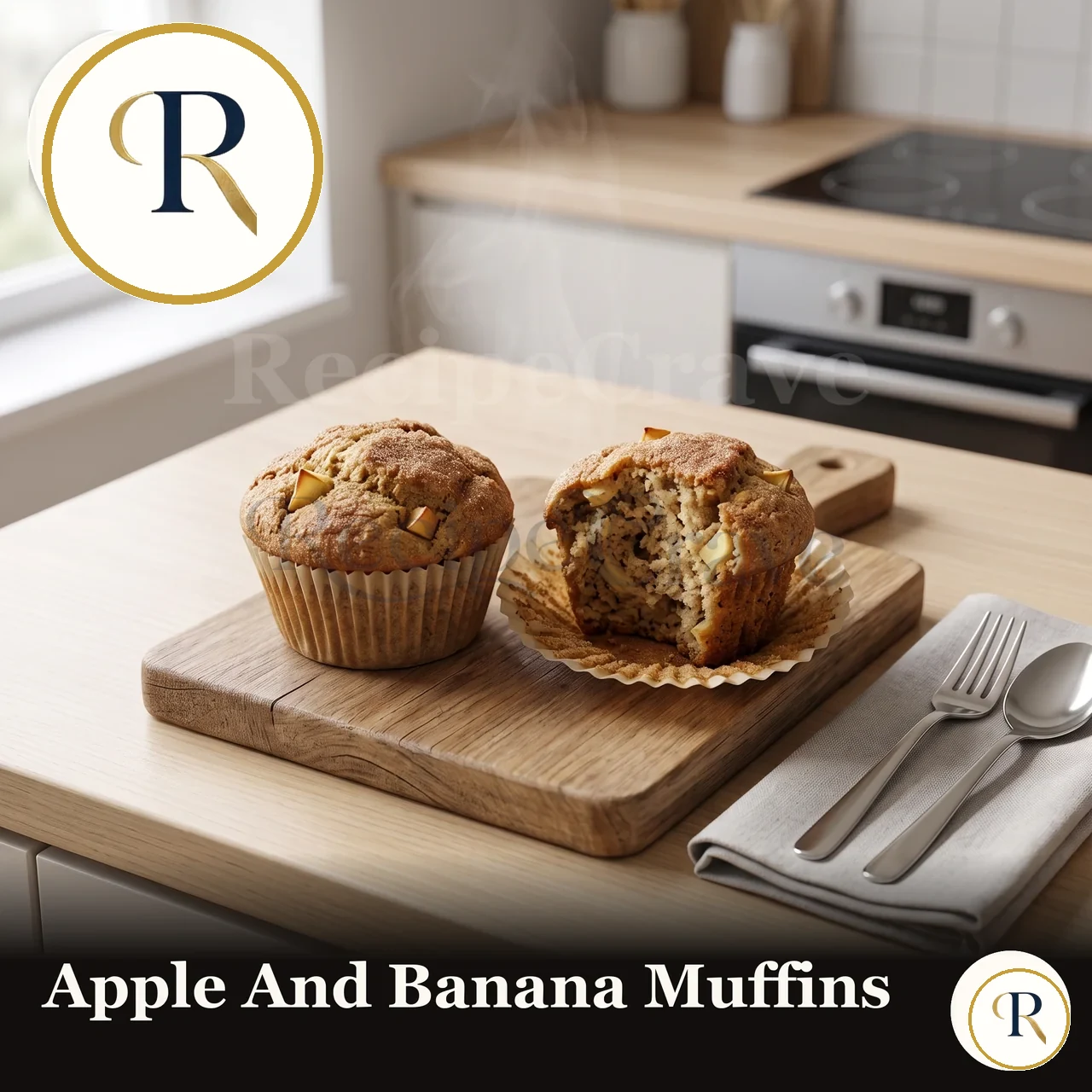 Apple and banana muffins fresh from the oven, a perfect beginner baking project