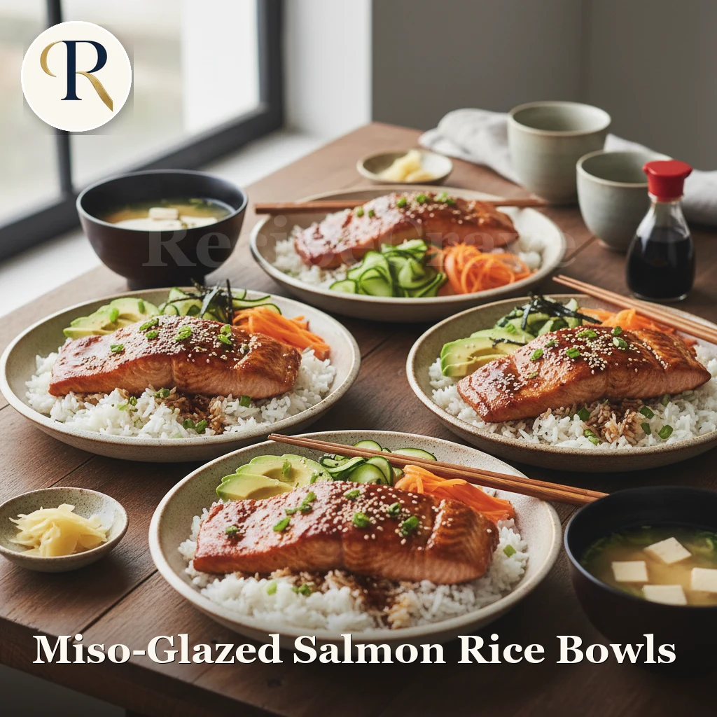 Miso-Glazed Salmon Rice Bowls Recipe | RecipeCrave